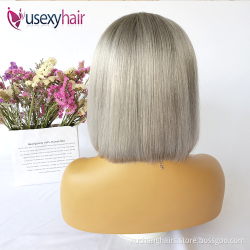 New Arrival Raw Indian Hair Colored Bob Wigs Short Frontal Lace Grey Wigs Human Hair Lace Front Straight Wig For Black Women